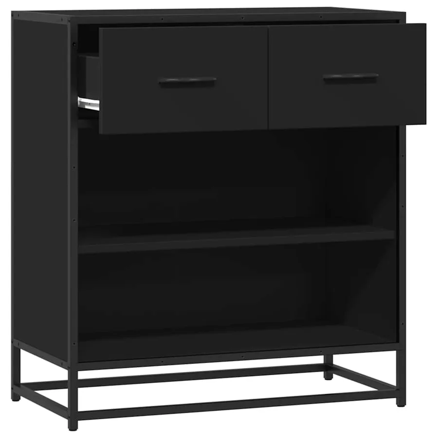 Buffet noir 68x35x76 cm bois d'ingénierie - 7