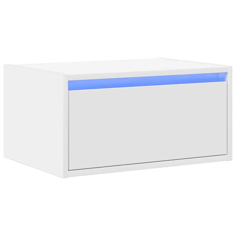 Table de chevet murale avec lumières LED blanc - 3