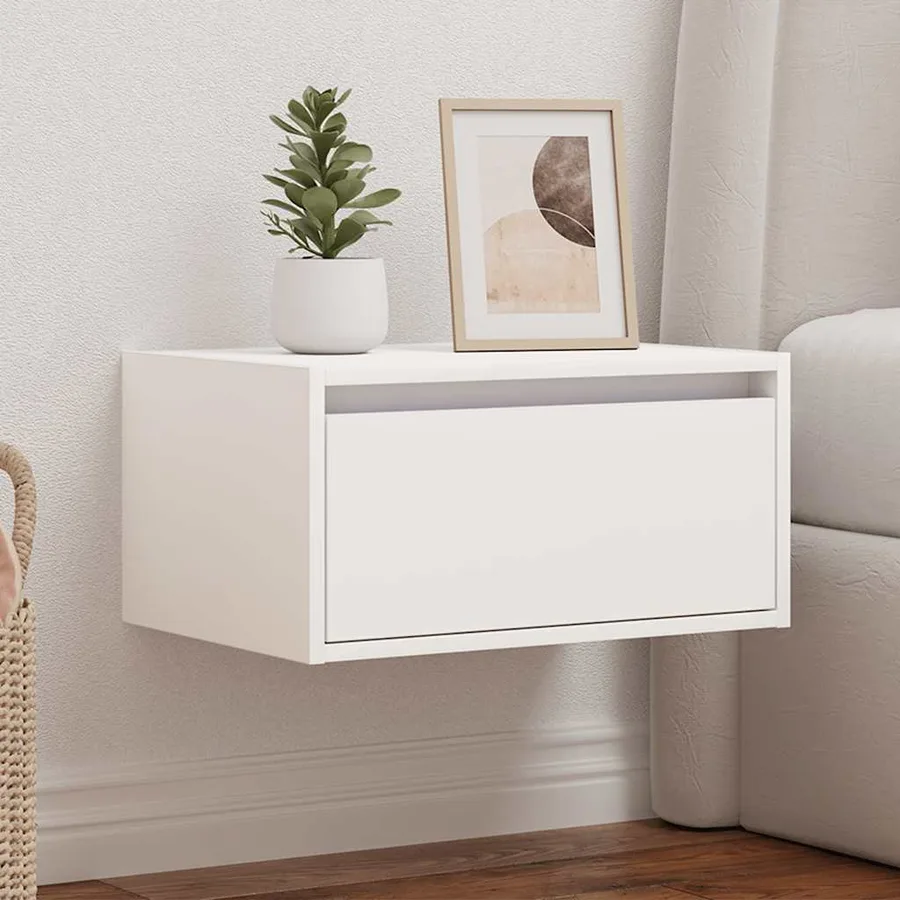 Table de chevet murale avec lumières LED blanc - 4