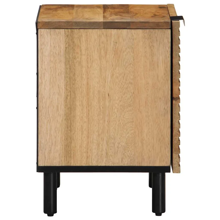 Table de chevet marron 40x33x46 cm bois de manguier solide - 4