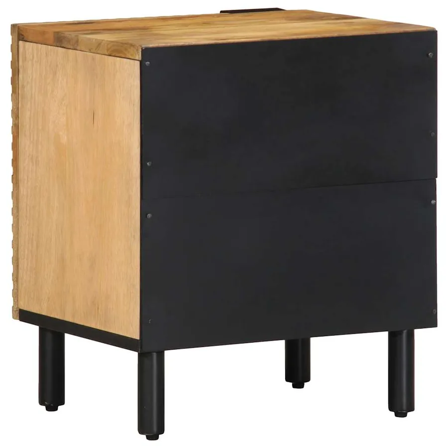 Table de chevet marron 40x33x46 cm bois de manguier solide - 5