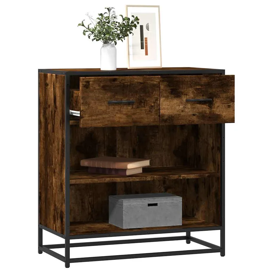 Buffet chêne fumé 68x35x76 cm bois d'ingénierie