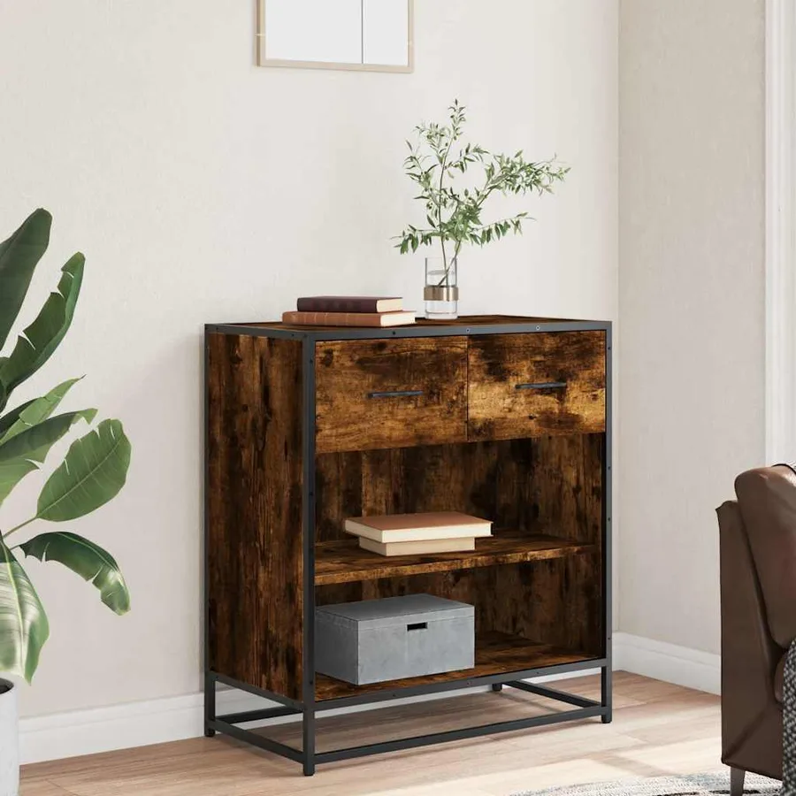 Buffet chêne fumé 68x35x76 cm bois d'ingénierie - 3