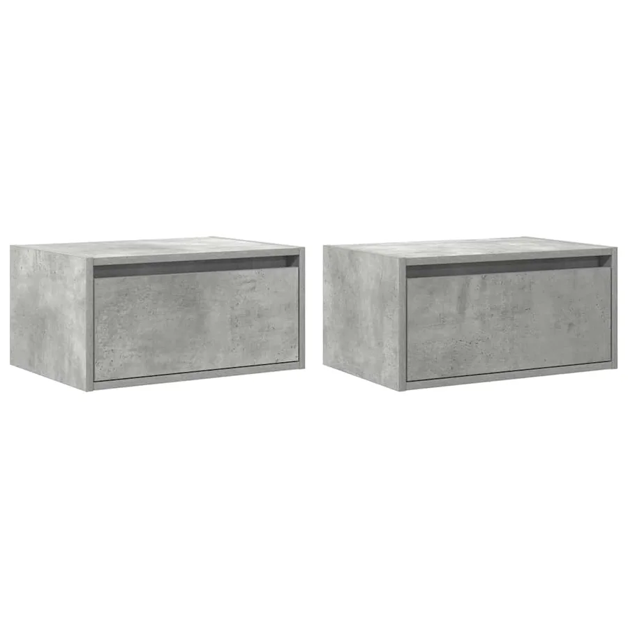 Tables de chevet murales avec lumières LED 2 pcs gris béton - 3