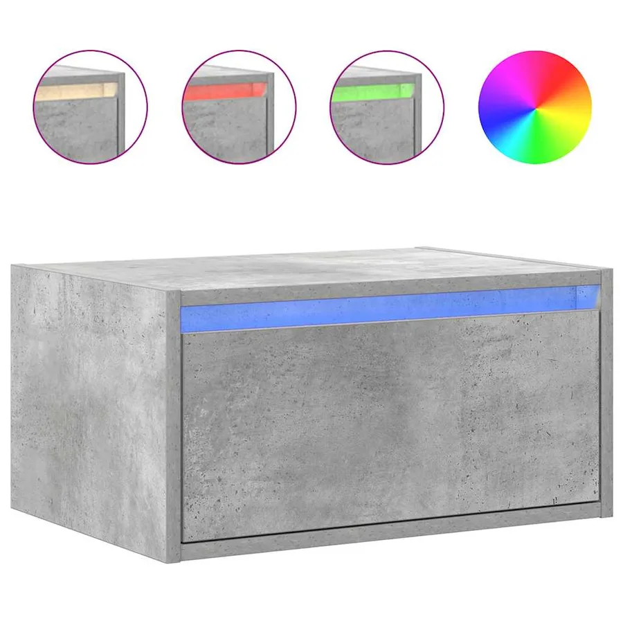 Tables de chevet murales avec lumières LED 2 pcs gris béton - 6