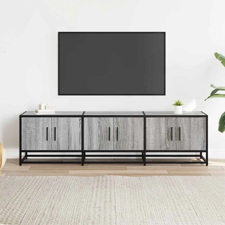Meuble TV sonoma gris 150x35x41 cm bois d'ingénierie et métal - 3