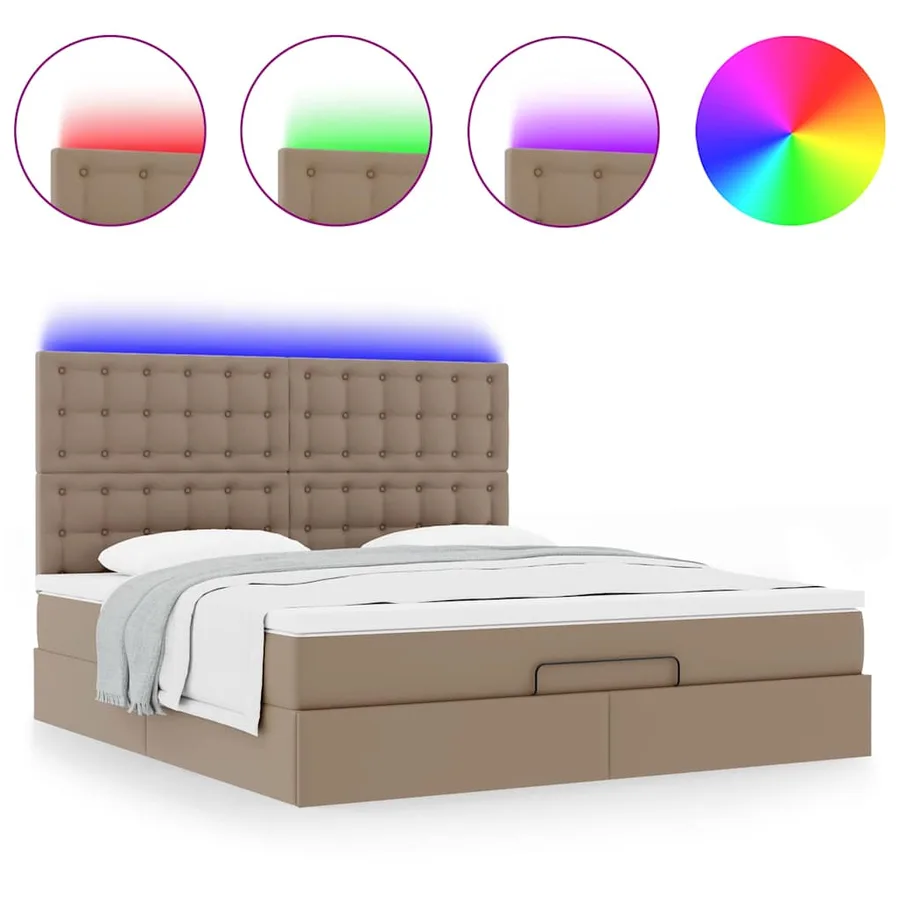 Cadre de lit ottoman et matelas cappuccino 180x200cm similicuir - 5