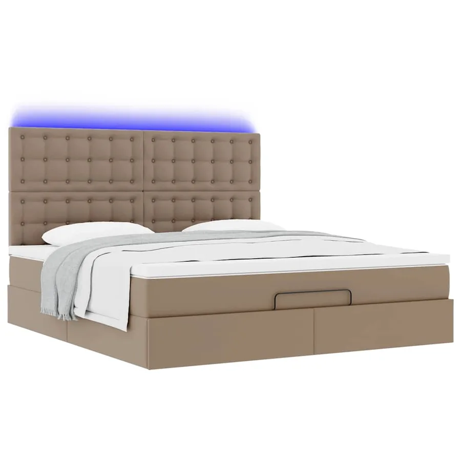 Cadre de lit ottoman et matelas cappuccino 180x200cm similicuir - 6