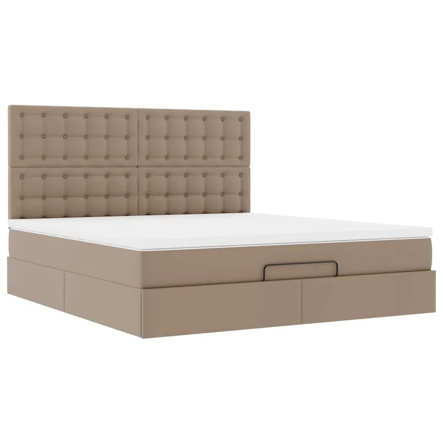 Cadre de lit ottoman et matelas cappuccino 180x200cm similicuir - 7