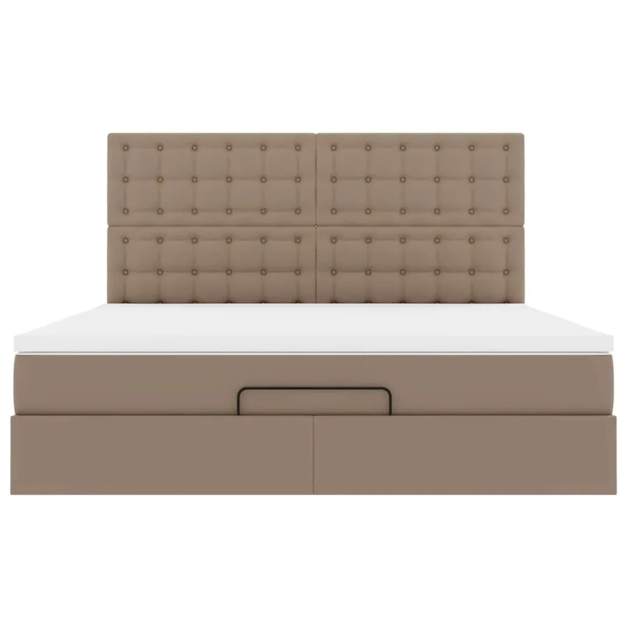 Cadre de lit ottoman et matelas cappuccino 180x200cm similicuir - 8