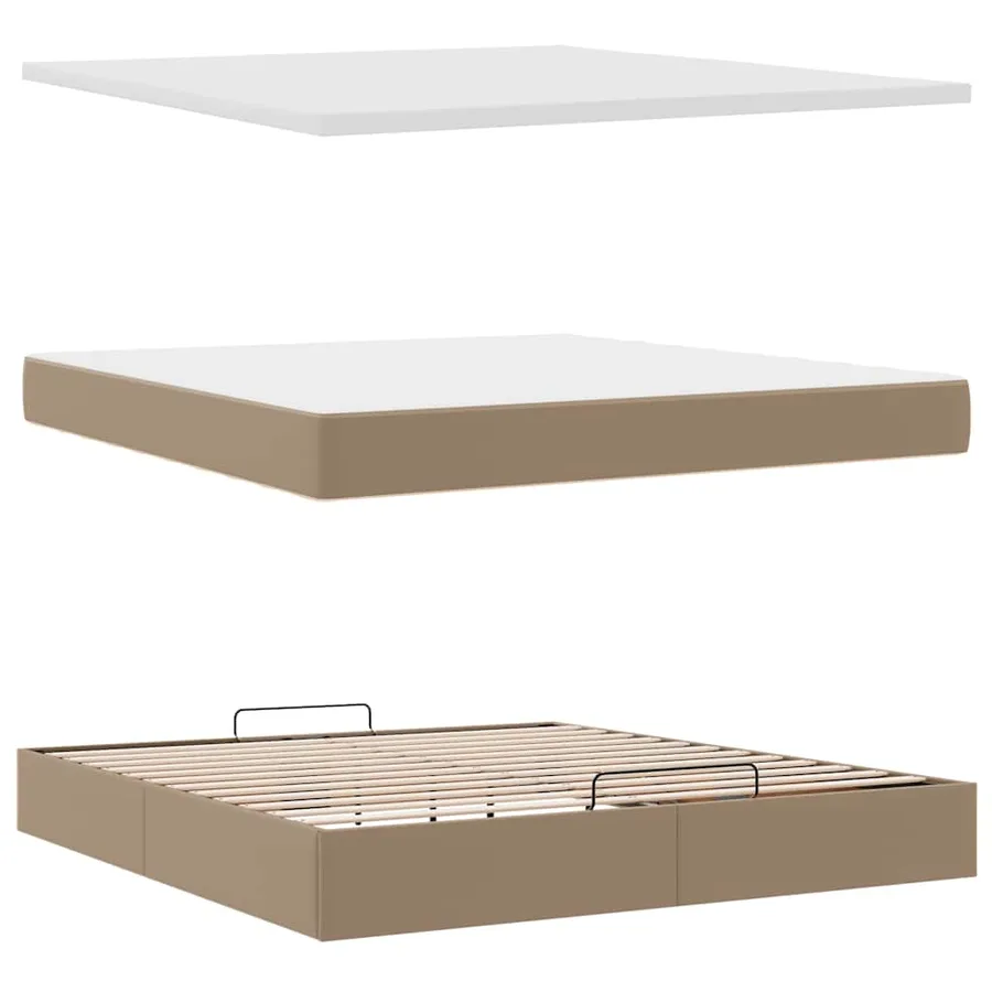 Cadre de lit ottoman et matelas cappuccino 180x200cm similicuir - 9