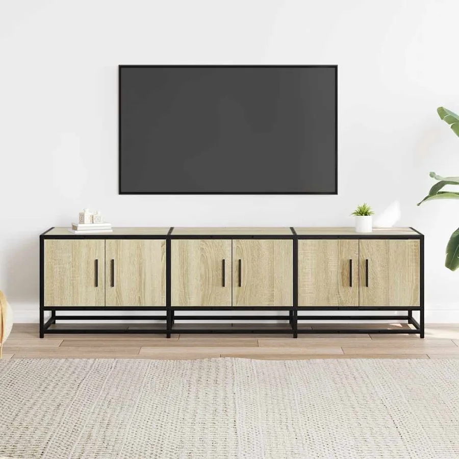 Meuble TV chêne sonoma 150x35x41 cm bois d'ingénierie et métal - 3