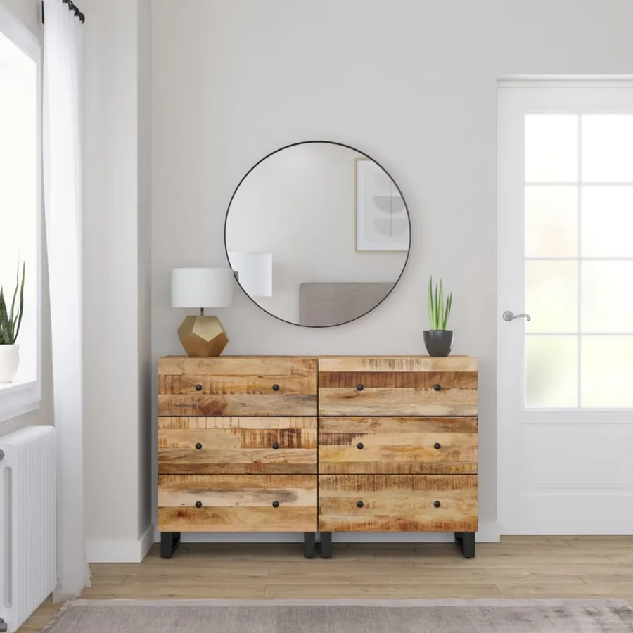 Buffets 2 pcs 60x33x75 cm Bois de manguier brut