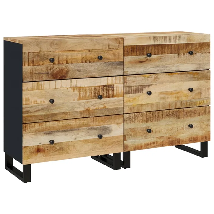 Buffets 2 pcs 60x33x75 cm Bois de manguier brut - 2