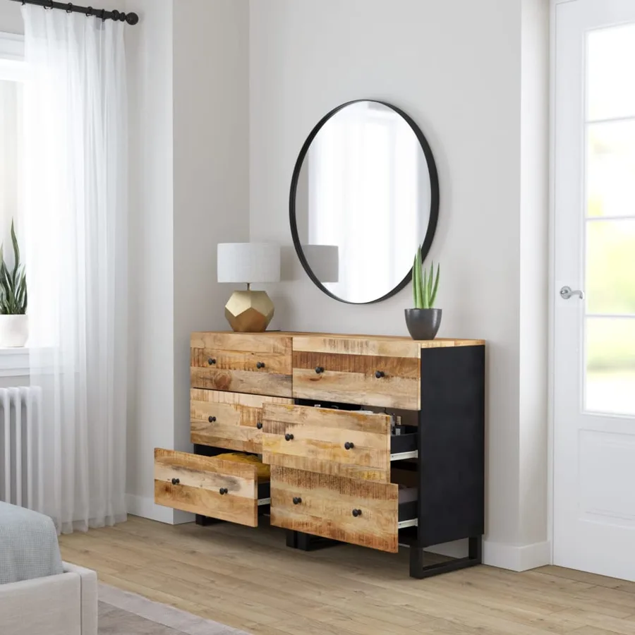 Buffets 2 pcs 60x33x75 cm Bois de manguier brut - 3