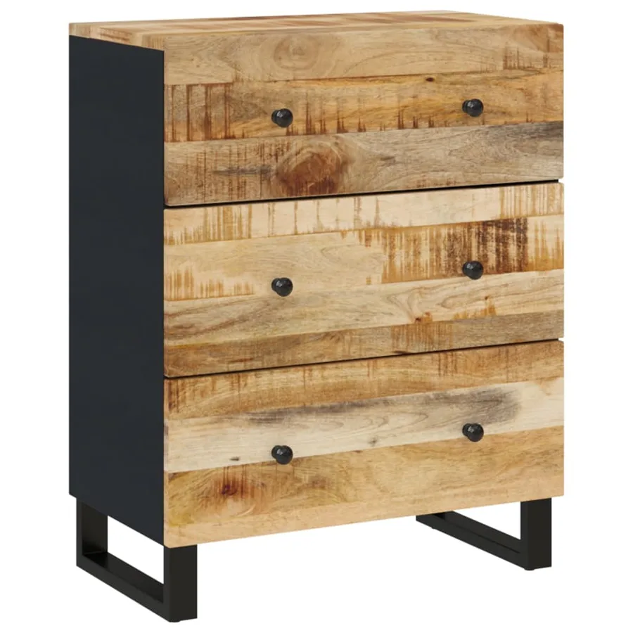 Buffets 2 pcs 60x33x75 cm Bois de manguier brut - 5