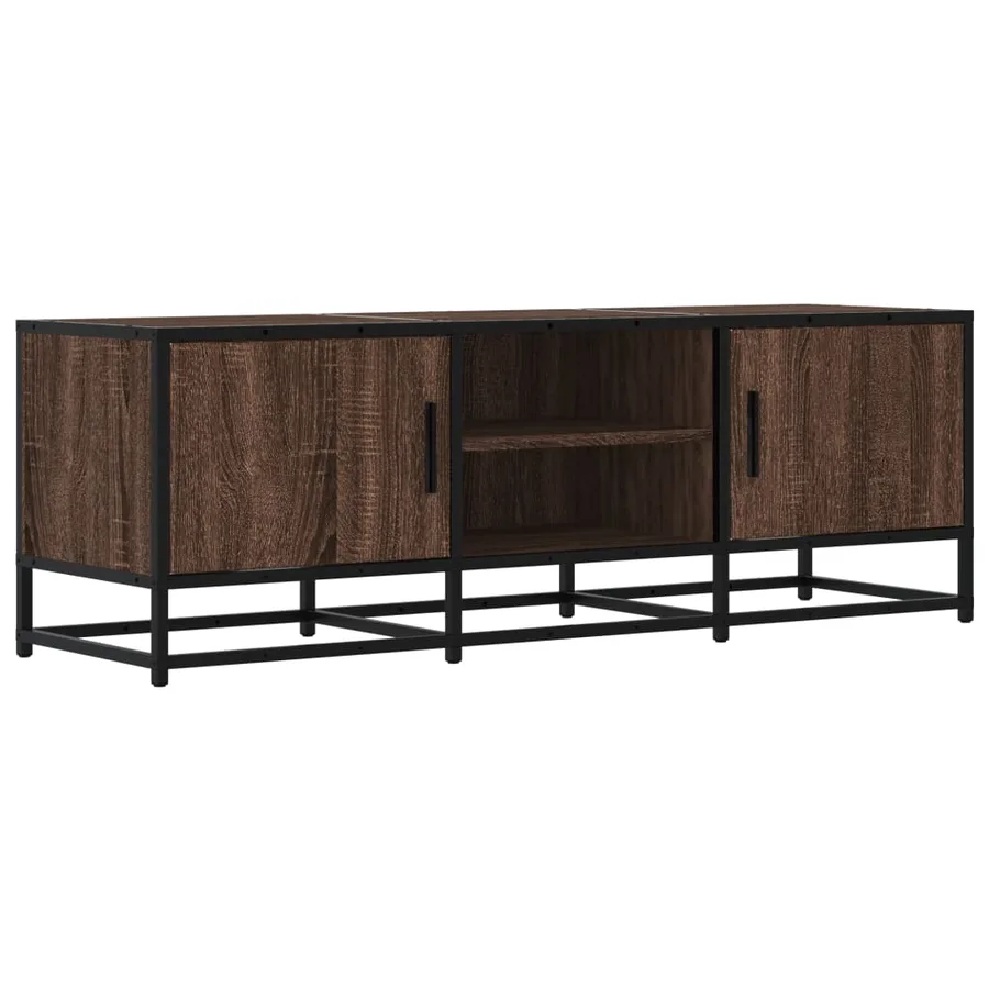 Meuble TV chêne marron 120x35x41 cm bois d'ingénierie et métal - 2