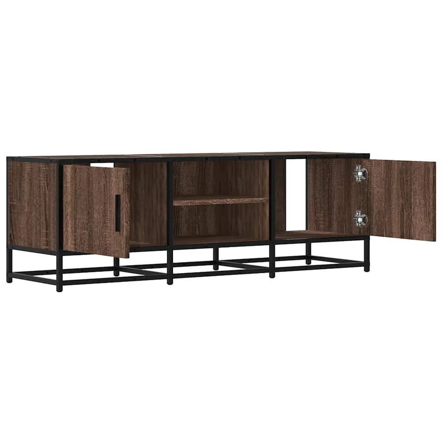 Meuble TV chêne marron 120x35x41 cm bois d'ingénierie et métal - 7