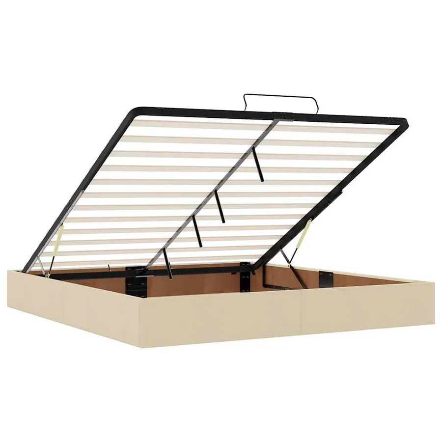 Cadre de lit ottoman sans matelas crème 160x200 cm tissu - 10