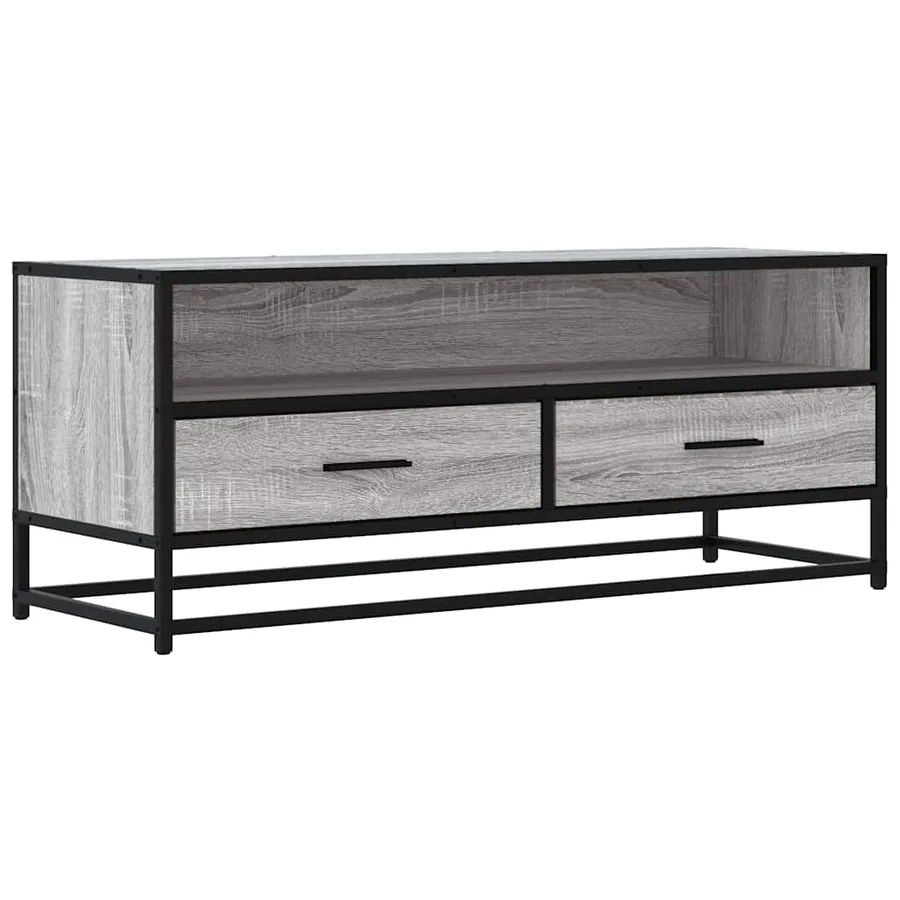 Meuble TV sonoma gris 100x34,5x40 cm bois d'ingénierie et métal - 2