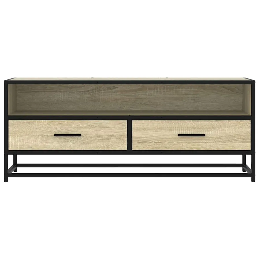 Meuble TV chêne sonoma 100x34,5x40cm bois d'ingénierie et métal - 4