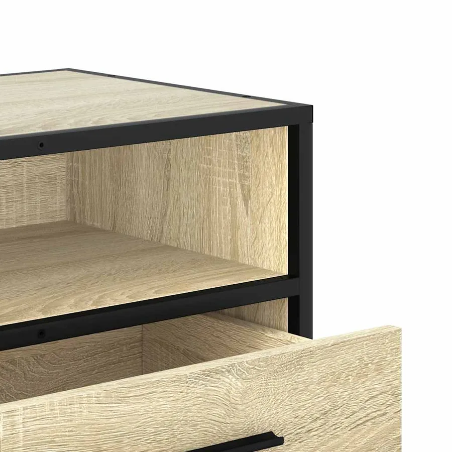 Meuble TV chêne sonoma 100x34,5x40cm bois d'ingénierie et métal - 8