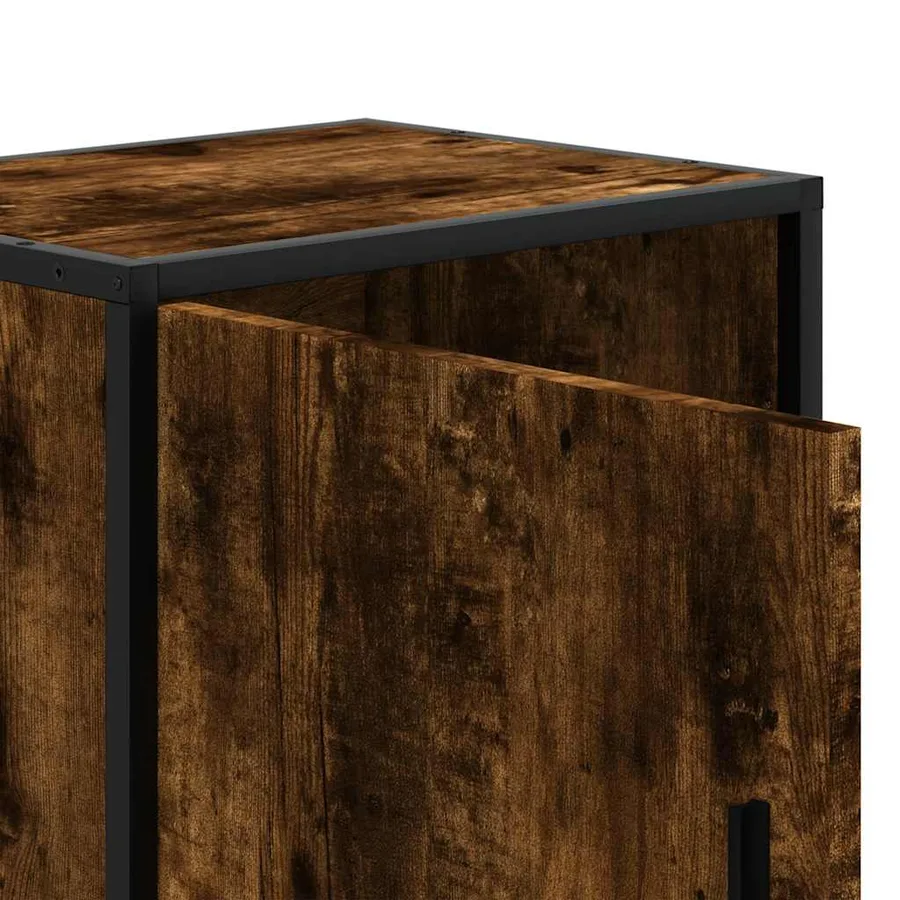 Table de chevet chêne fumé 40x31x50 cm bois d'ingénierie métal - 10
