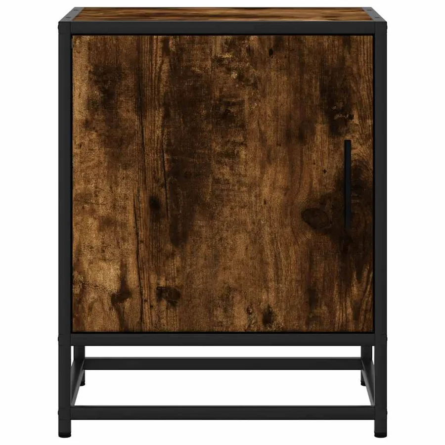 Table de chevet chêne fumé 40x31x50 cm bois d'ingénierie métal - 5