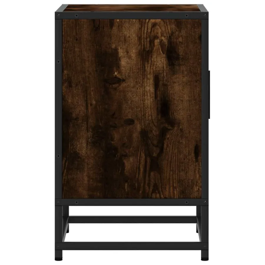 Table de chevet chêne fumé 40x31x50 cm bois d'ingénierie métal - 6