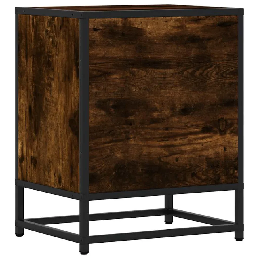 Table de chevet chêne fumé 40x31x50 cm bois d'ingénierie métal - 7