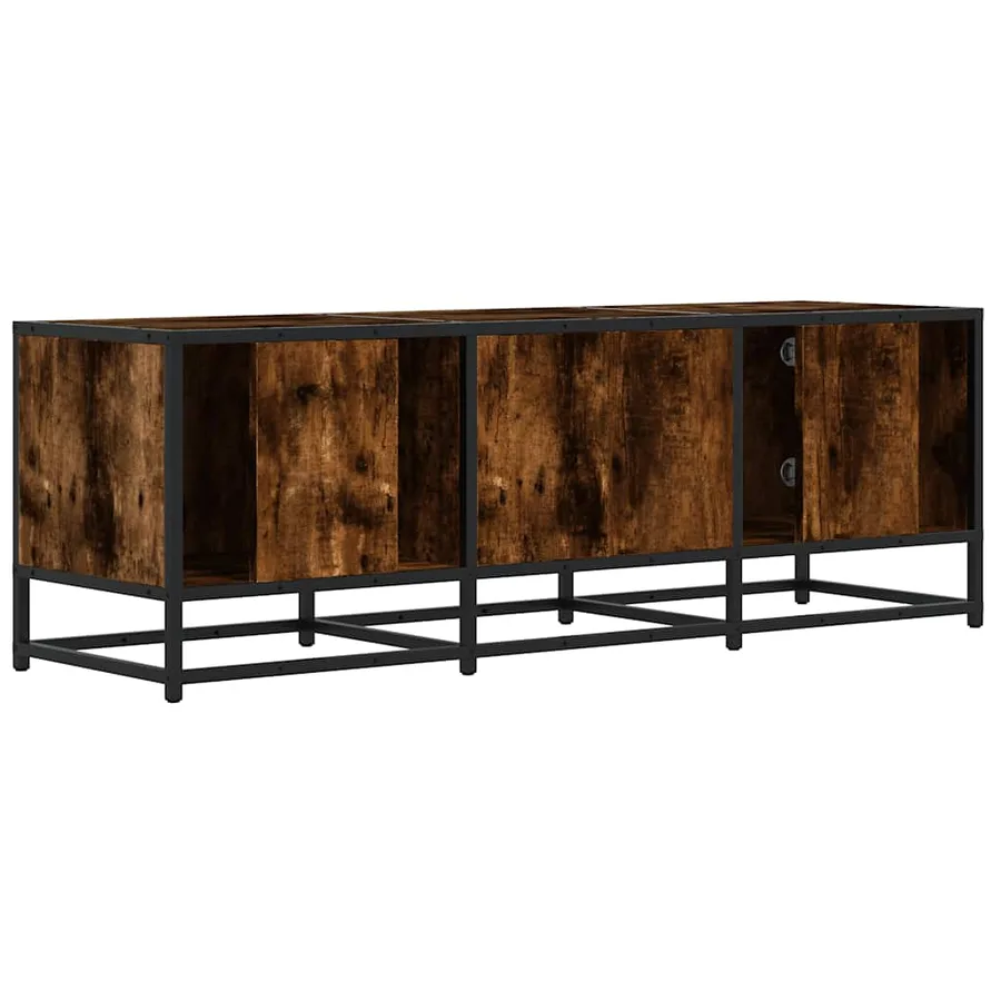 Meuble TV chêne fumé 120x35x41 cm bois d'ingénierie et métal - 6