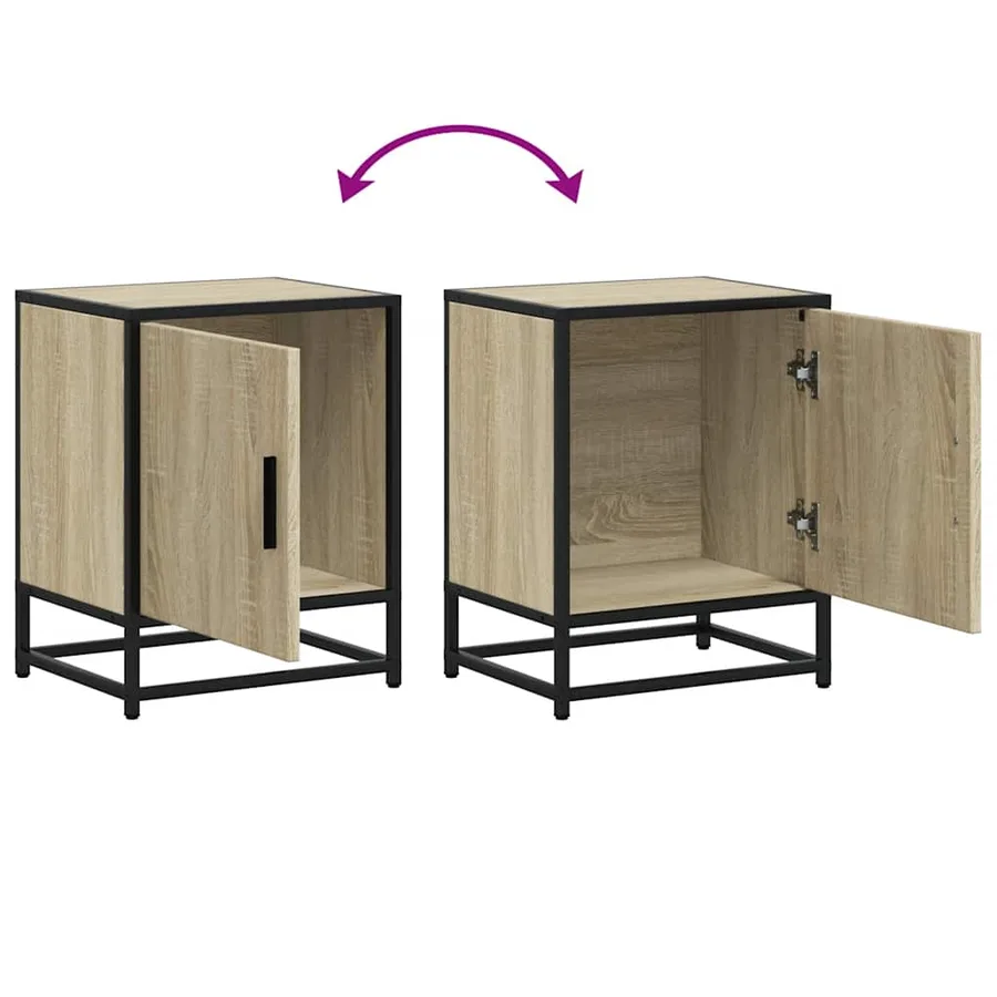 Table de chevet chêne sonoma 40x31x50cm bois d'ingénierie métal - 9