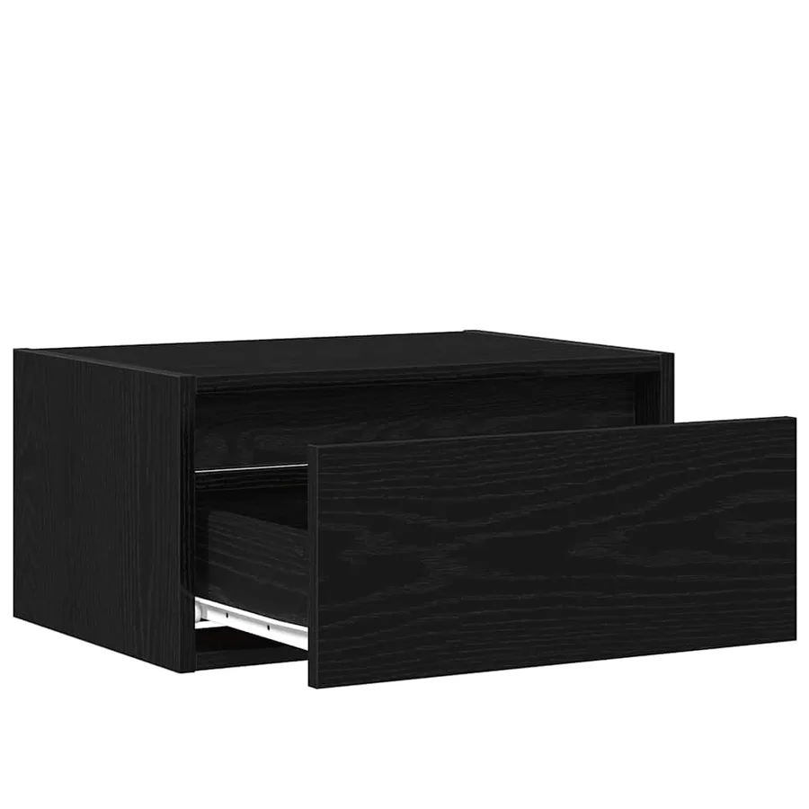 Table de chevet murale avec lumières LED chêne noir - 10
