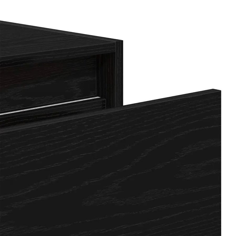Table de chevet murale avec lumières LED chêne noir - 11