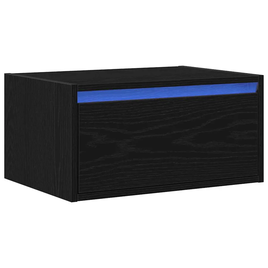 Table de chevet murale avec lumières LED chêne noir - 3