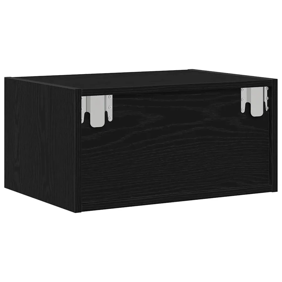 Table de chevet murale avec lumières LED chêne noir - 9