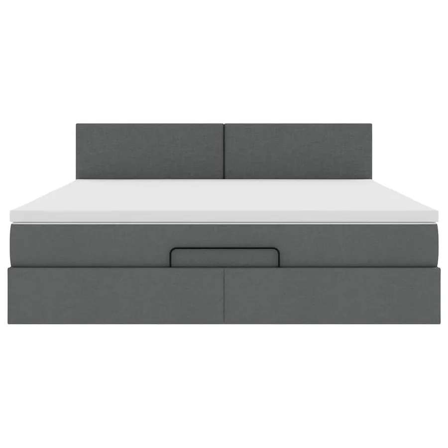 Lit ottoman avec matelas et LED Gris foncé 180x200 cm tissu - 8