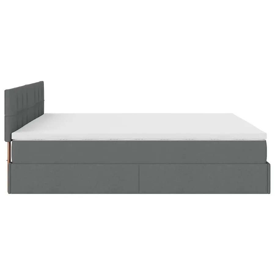 Cadre de lit ottoman avec matelas gris foncé 180x200 cm tissu - 10