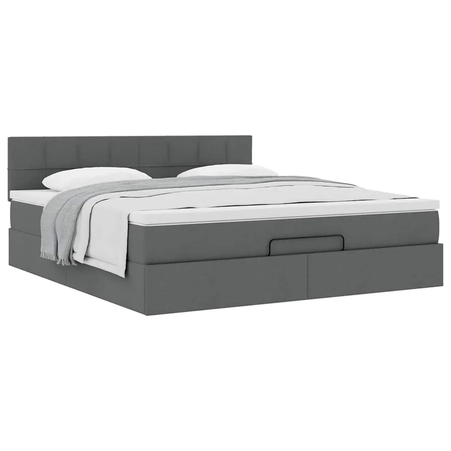 Cadre de lit ottoman avec matelas gris foncé 180x200 cm tissu - 5