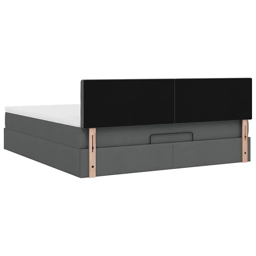 Lit ottoman avec matelas et LED Gris foncé 180x200 cm tissu - 12
