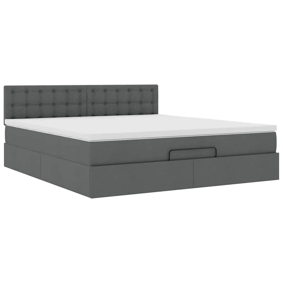 Lit ottoman avec matelas et LED Gris foncé 180x200 cm tissu - 7