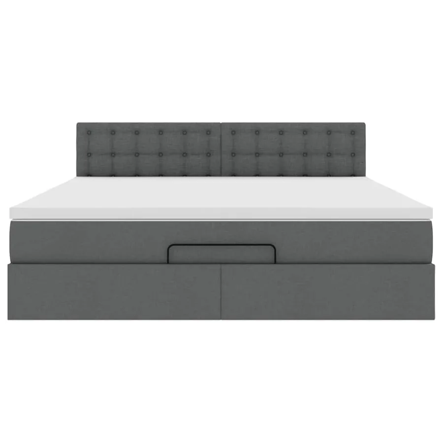 Lit ottoman avec matelas et LED Gris foncé 180x200 cm tissu - 8