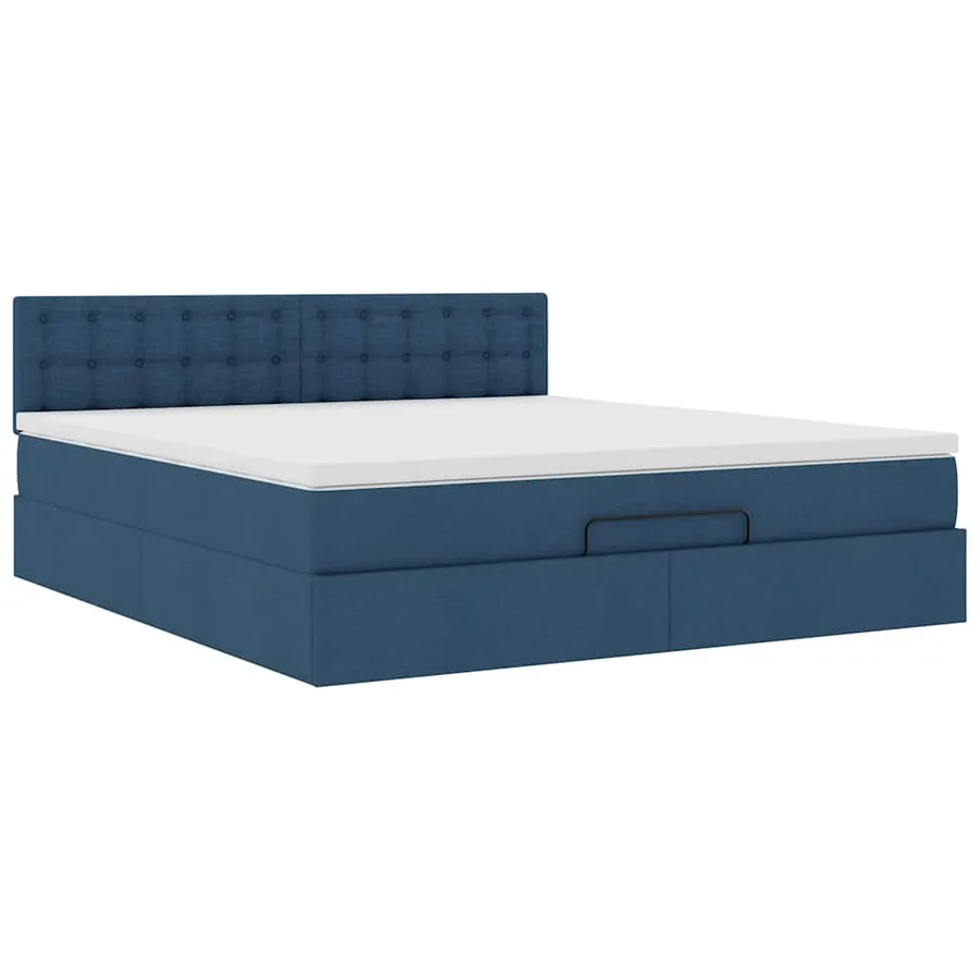 Lit ottoman avec matelas et LED bleu 180x200cm tissu - 7