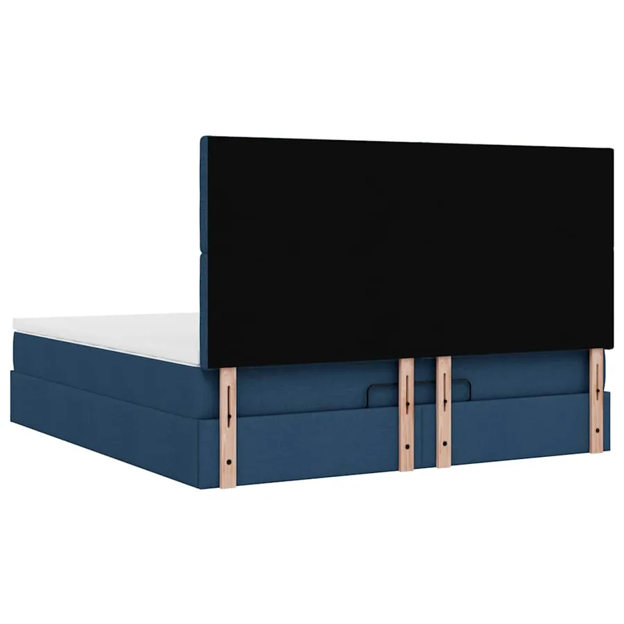 Cadre de lit ottoman avec matelas bleu 180x200 cm tissu - 12