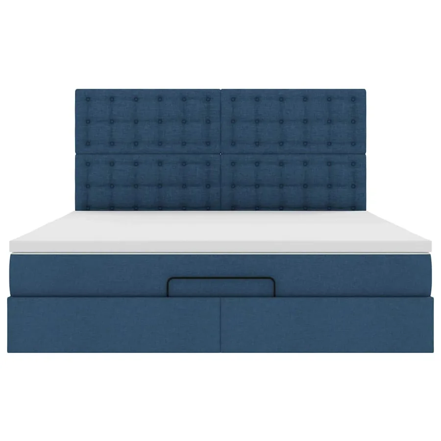 Cadre de lit ottoman avec matelas bleu 180x200 cm tissu - 8