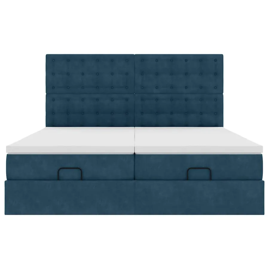 Cadre de lit ottoman avec matelas bleu foncé 200x200 cm velours - 8