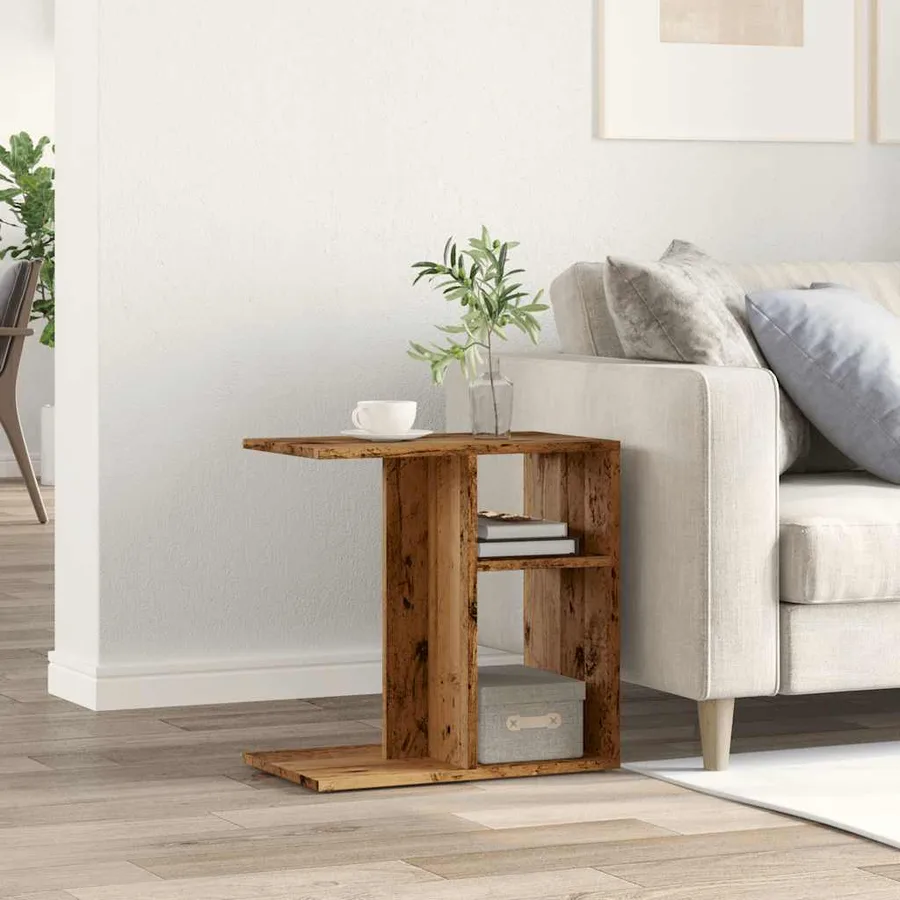 Table d'appoint vieux bois 50x30x50 cm bois d'ingénierie - 3