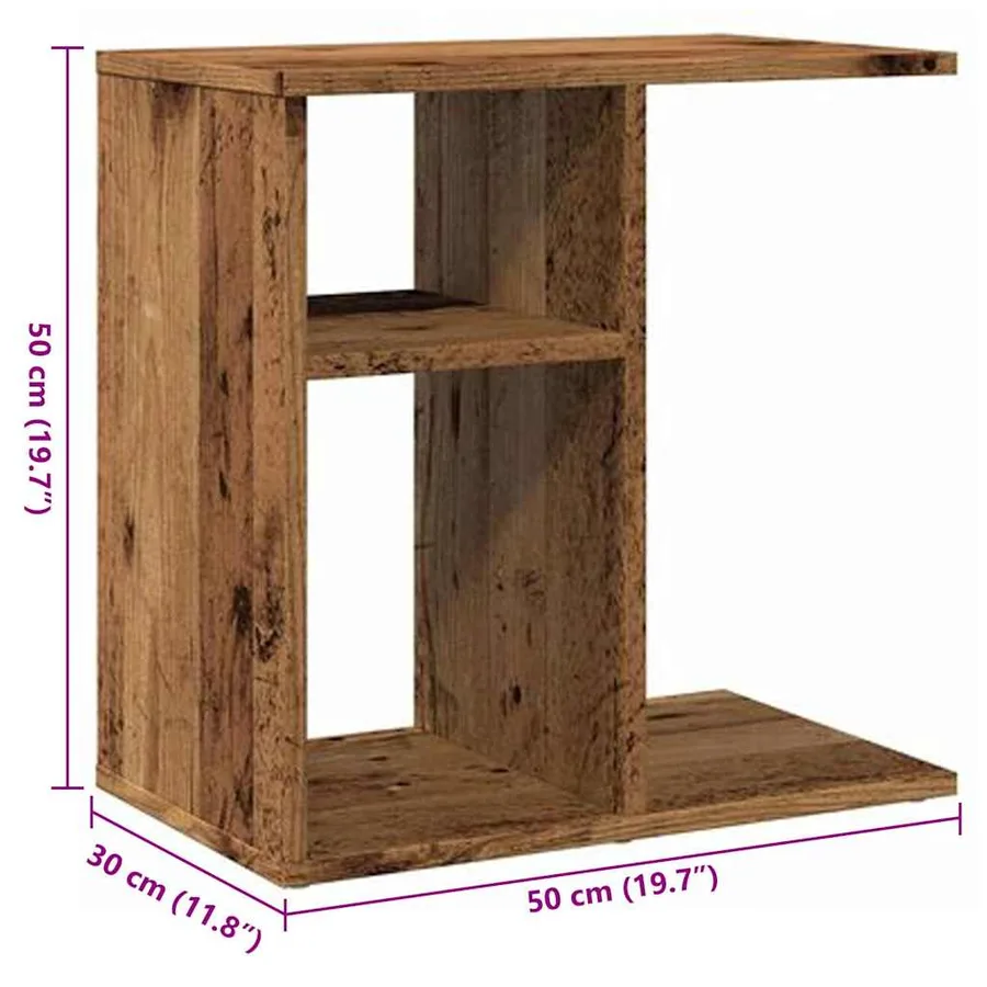 Table d'appoint vieux bois 50x30x50 cm bois d'ingénierie - 9