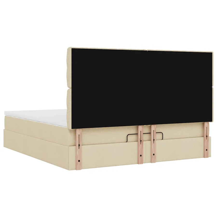 Cadre de lit ottoman avec matelas crème 160x200 cm tissu - 11