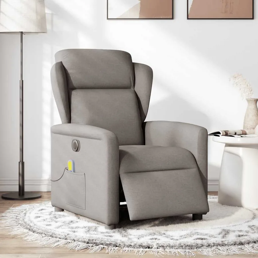 Fauteuil de massage inclinable électrique Taupe Tissu - 2